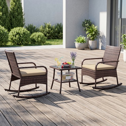 3pcs wicker rocking bistro - 3pcs,