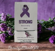 In Awareness and support of Fibromyalgia wish bracelet Purple Ribbon Charm Gift