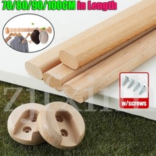 70/80/90/100cm Wardrobe Pole Hanging Rail Solid Wood Clothes Pole Tube