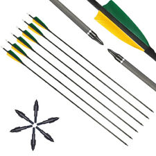 6-PACK Archery 32" Carbon Arrows Feathers Sp400 for Compound Recurve Bow Hunting
