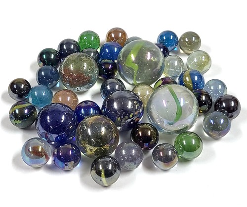 Vintage glass oily marbles - oily,