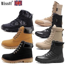 Mens SWAT Security Leather Ankle Work Boots Army Combat Military Shoes Outdoor