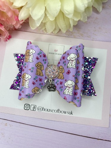 Girl purple glitter puppy - glitter, dog