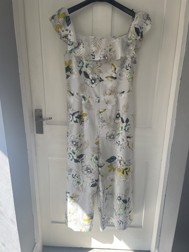White floral wide leg jumpsuit - floral,