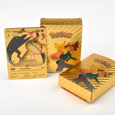 55PCS Pokemon Card Foil GOLD PACK 55 CARDS TCG GX Vmax GX Card Charizard Rare