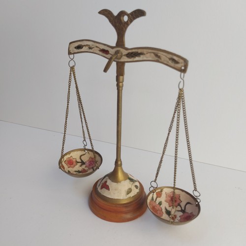 Vintage brass floral scales