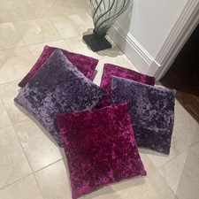 4 CRUSHED VELVET CUSHIONS PINK & LILAC SCATTER PILLOWS SOFA BED SETTEE 17” X 17”