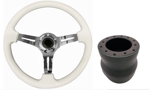 White chrome steering wheel - white, ts