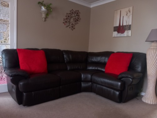 Brown leather recliner corner - brown,