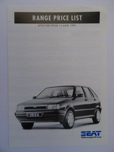 Seat price list 1991 - seat,