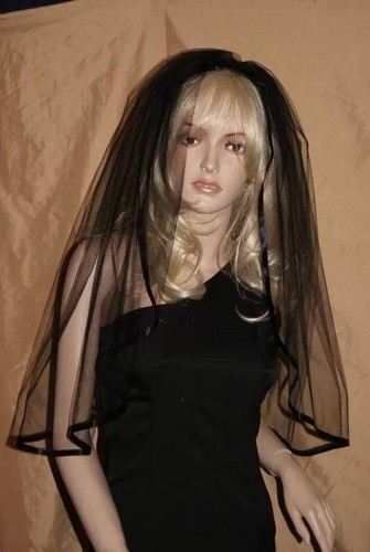 Veil comb black bridal - veil,