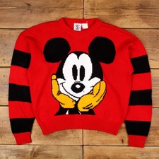 Vintage Walt Disney Co Jumper Sweater XL Mickey Mouse Womens Roundneck Red