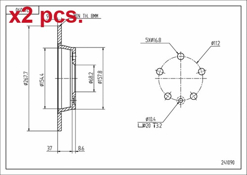 Pcs rear brake - disc, rotos