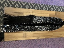 ZARA BLACK Sequin Scarf With Fringing  Trinny **RARE** BNWT