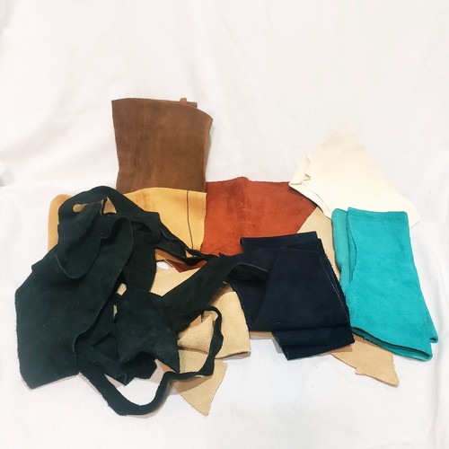 Suede leather scraps bundle - scraps,