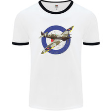 Spitfire MOD RAF WWII Fighter Plane British Mens Ringer T-Shirt