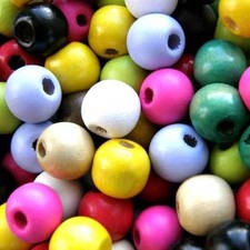 Wooden Round Beads, Pack 50, Choose Colour,  Wood Craft Bead, 13-14 mm 