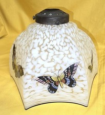 ART DECO GLASS LAMP SHADE WITH BUTTERFLY DECORATION AND ORIGINAL  GALLERY c1930