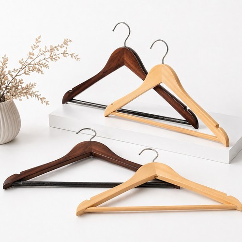 Wooden coat hangers with - coat,