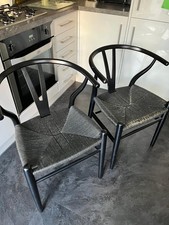 Set of 2 Black Dunelm Lara Wishbone Chairs 