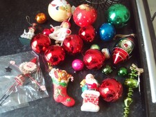 various plastic and  glass  Christmas Baubles some old some modern