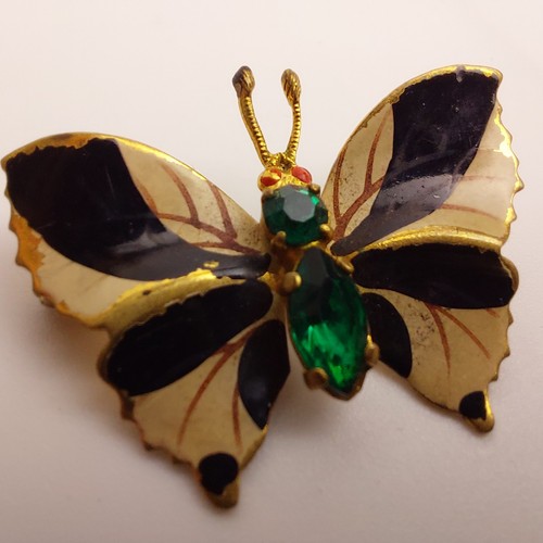 Vintage enamel butterfly - enamel,