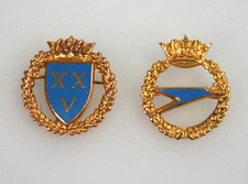 Vintage 9ct Gold BOAC Speedbird & 25 Years Long Service Brooch Pins