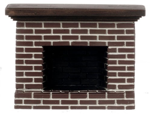 Red brick small fireplace - red,