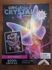 LED Light Up Butterfly Crystal Canvas on Wooden Frame. Complete Kit Boxed Unused