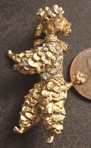 Vintage standing poodle gold - standing,