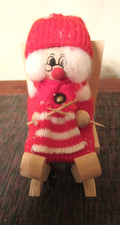 Vintage Ljungstroms Sweden Wooden Tomte Woman Knitting In Rocking Chair Vintage