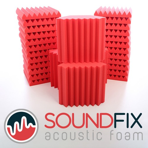 Red acoustic foam tiles bass - foam, &