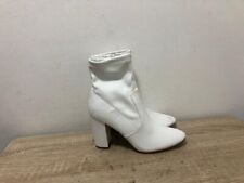PRIMARK LADIES WHITE FAUX LEATHER ZIP UP HEEL ANKLE BOOTS SHOES UK 6 EUR 39 AB83
