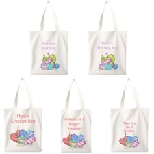 Personalised Name Full Colour Knitting or Crochet Tote Bag 38 x 42cm Gift