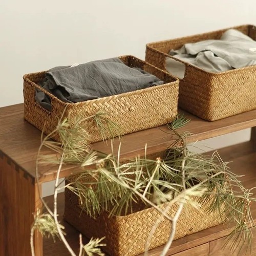 Vintage woven seagrass storage - vintage,