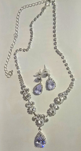 Silver tone rhinestone - silver, costume