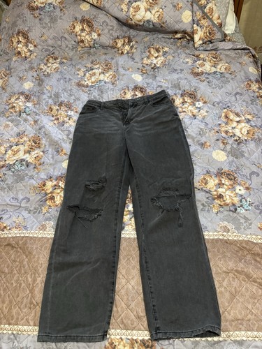 Dark grey distressed ripped