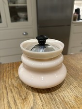 Vintage Art Deco Pink Glass Jam Pot Honey Pot Sugar Bowl with Lid Adorable