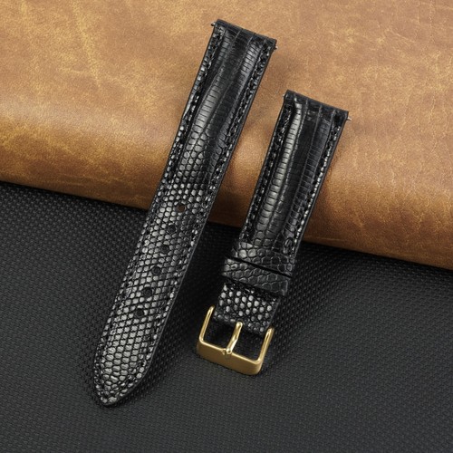Black leather watch strap - leather,