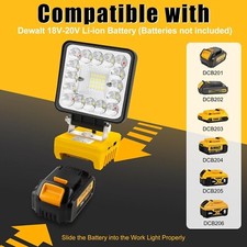 For Dewalt 18V Battery LED Work Light Cordless Workshop Torch Workshop Dual USB