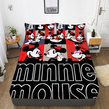 Mickey Mouse Cartoon Bedding Set Decor Fitted Sheet Set Single/Double/King Size