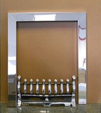 REPLACEMENT GAS FIRE POLISHED CHROME CAST IRON 16" FRET 3 PIECE MAGNETIC TRIM