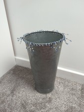 Florists Flower Galvanized Bucket - Shop Display Tub Blue Beaded Unusual