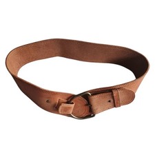 Women Fever Tan Genuine Leather Hook Wide Hip Belt Boho Vintage Style Size Small