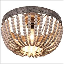 Bohemian Vintage Rustic Natural Wooden Beads Ceiling Light