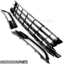 VW PASSAT B8 ALL GLOSS BLACK FRONT LOWER BUMPER GRILLES & SIDE FOG LIGHT COVERS