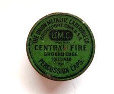 U.M.C. Central Fire Ground Edge Percussion Caps Empty Tin, Civil War Era
