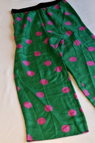 Green silk wide - wide, trousers