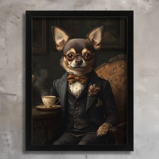 Chihuahua In A Suit Vintage Style Dog Art Dog Lover Wall Decor Victorian Poster