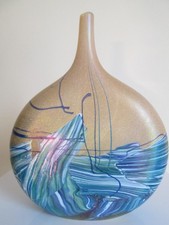 RARE!!! MICHAEL HARRIS  'SEASCAPE'  Isle of Wight British Studio/Art Glass Vase.